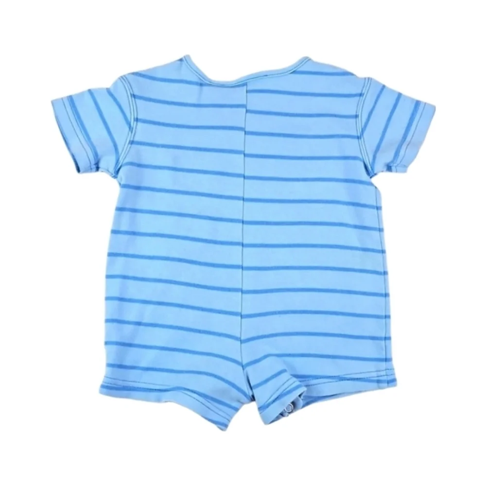 Vintage 100% Cotton Baby Infant One Piece Jumpsuit Light Blue 3-6M 3 Mos 6 Mos